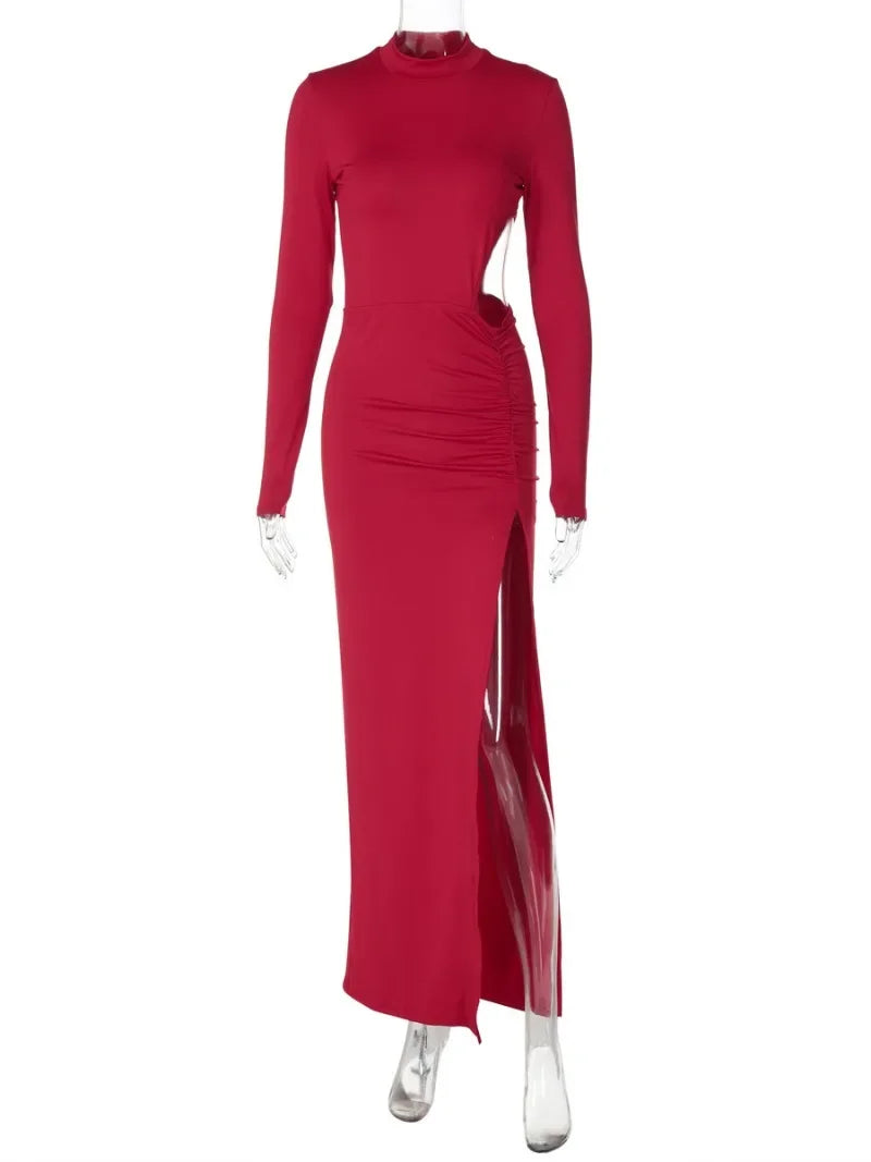 Maxi Dress with Waist Cutout and Deep Slit - Izabella