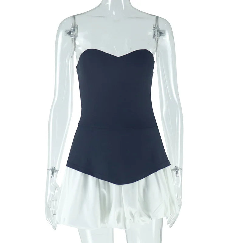 Strapless Mini Balloon Dress with Corset Design - Phoebe