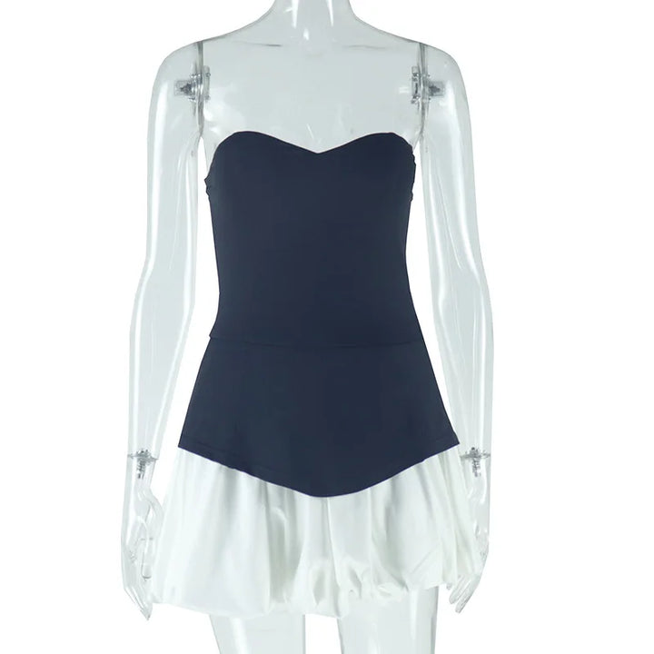 Strapless Mini Balloon Dress with Corset Design - Phoebe