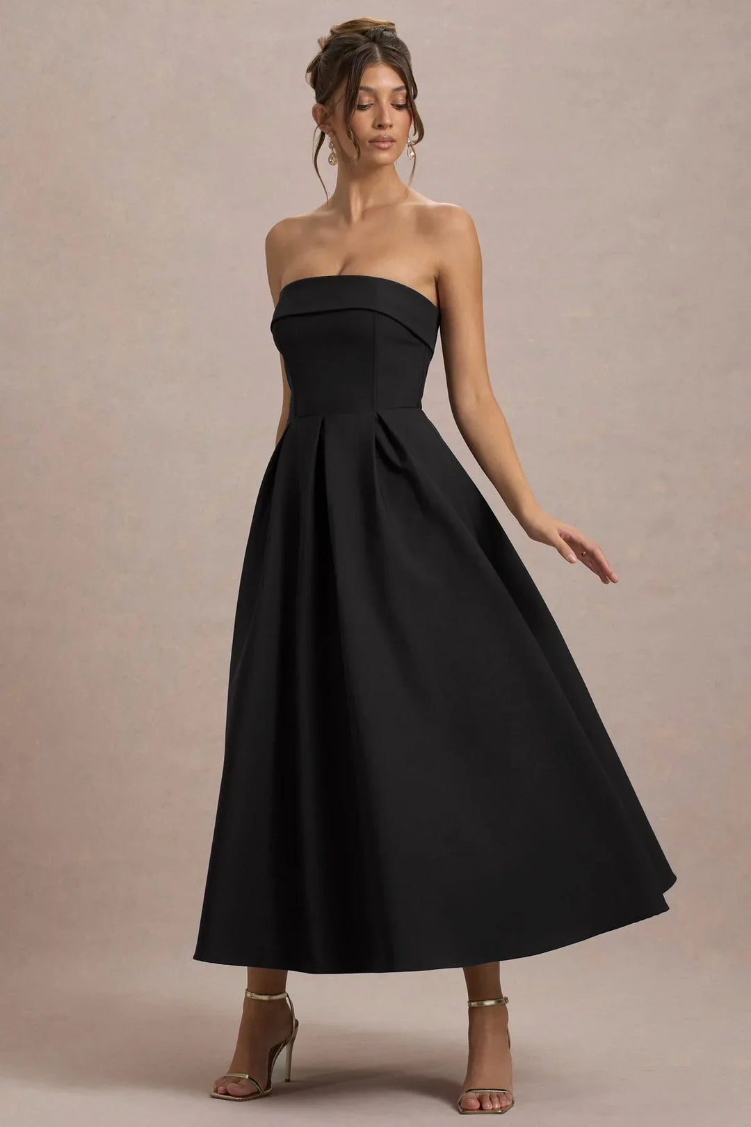 Elegant strapless midi dress - Sandra