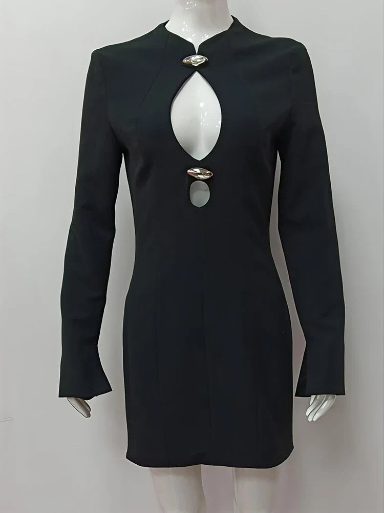 Tailored mini dress with openings and buckles design - DANI