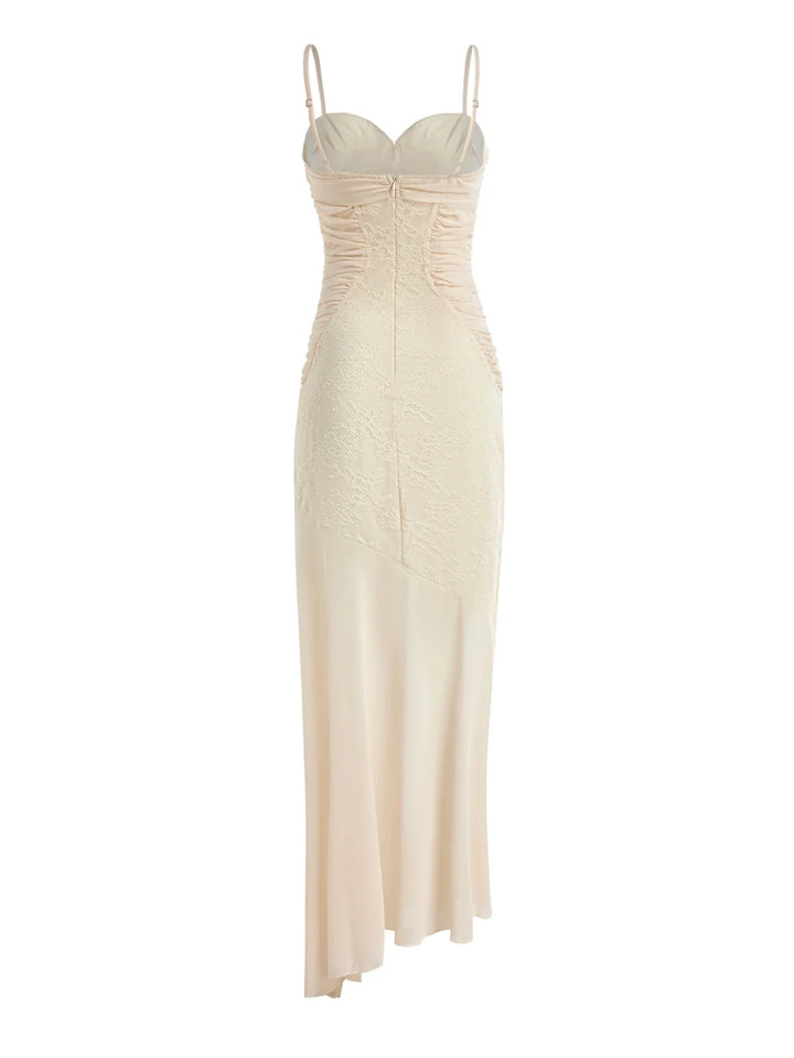 Chiffon maxi dress with lace decoration - Ariana