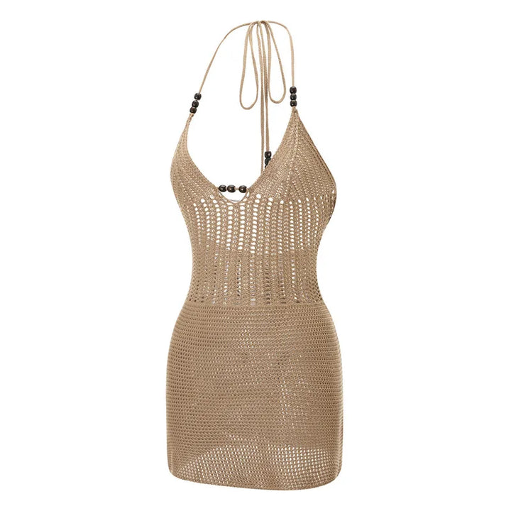 Mini Crochet Beach Dress with Open Back - Ariel