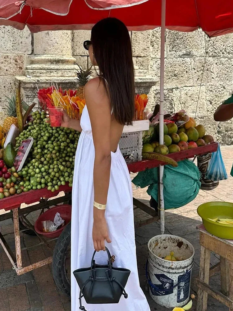 Lightweight Maxi Dress with Open Back - Leah