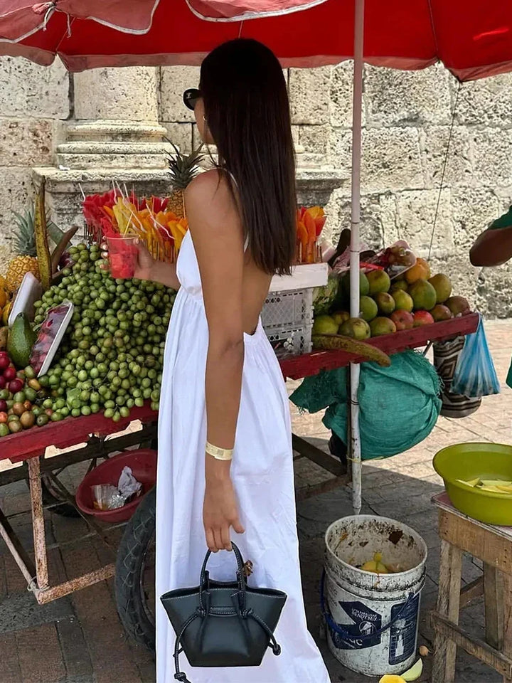 Lightweight Maxi Dress with Open Back - Leah
