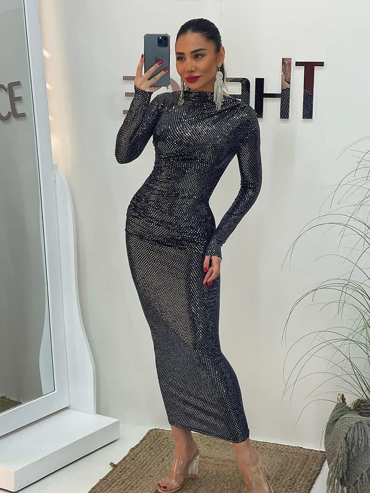 Maxi Dress with Sparkling Polka Dot Embellishment - Journee