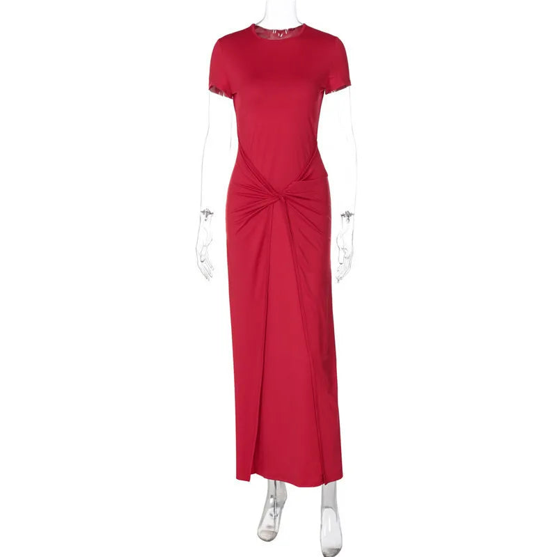 Maxi Dress with Ruching and Cross Design - Sheila