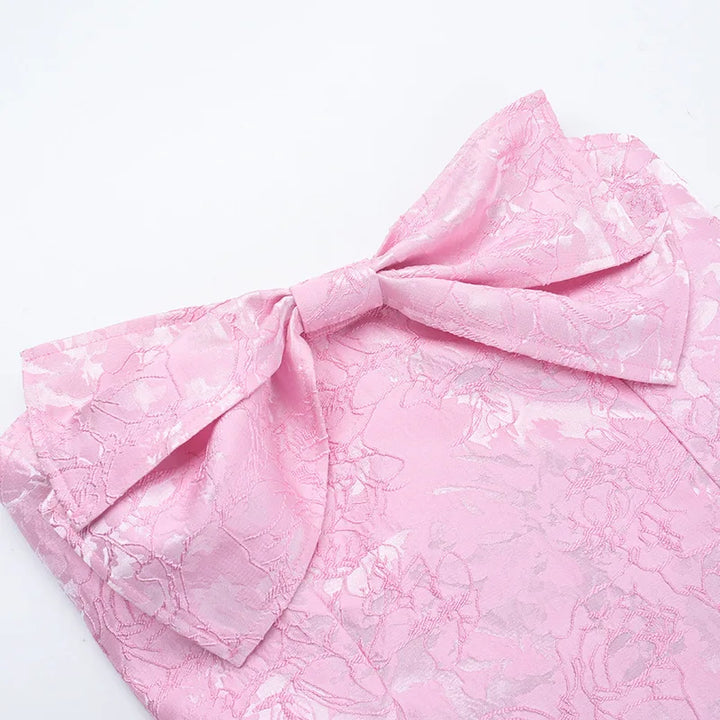 Mini Strapless A-Line Dress with Bow and Floral Embroidery Detail - Alina