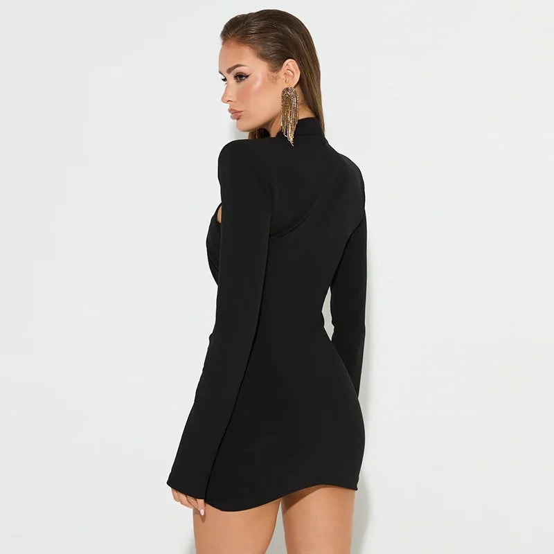 Fitted Mini Dress with Cross Design - Serena