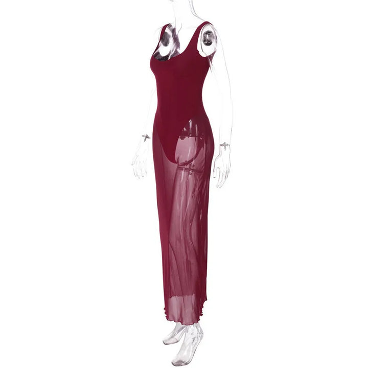 Maxi dress with bodysuit and chiffon design - Kai