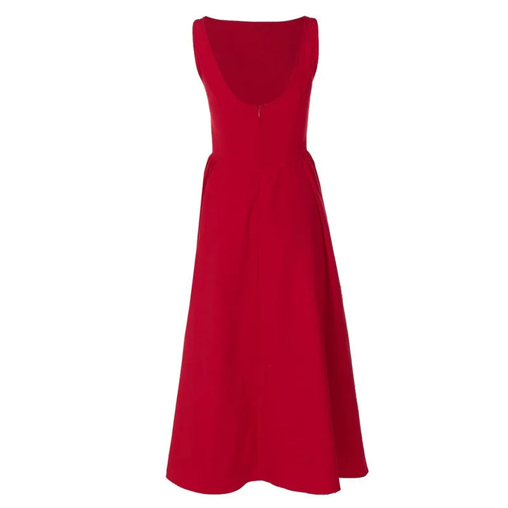 Midi open back dress in A-line cut - Heidi
