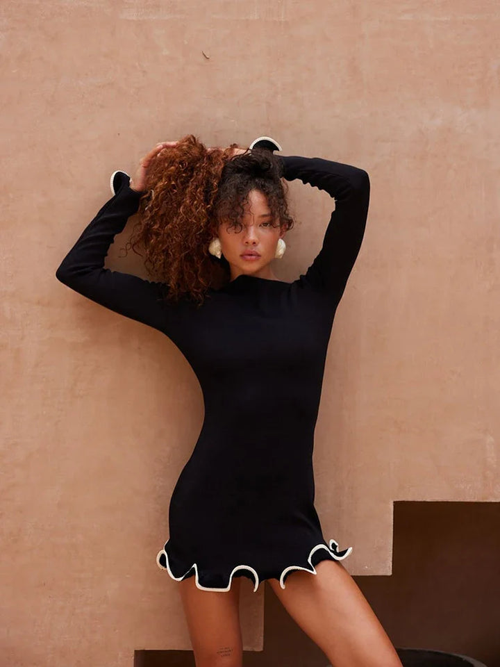 Mini/maxi/strapless knitted dress decorated with waves - RONNIE