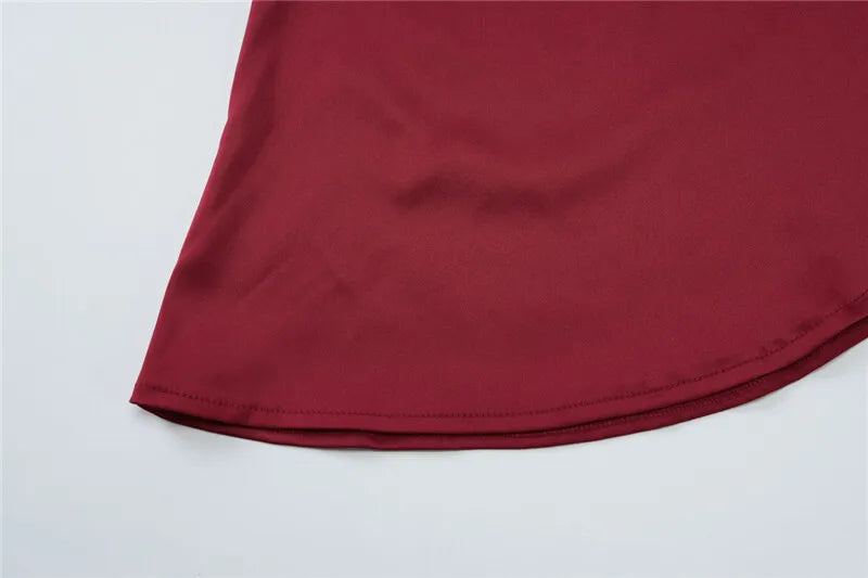 Asymmetric satin maxi dress with neck wrap design - Angela