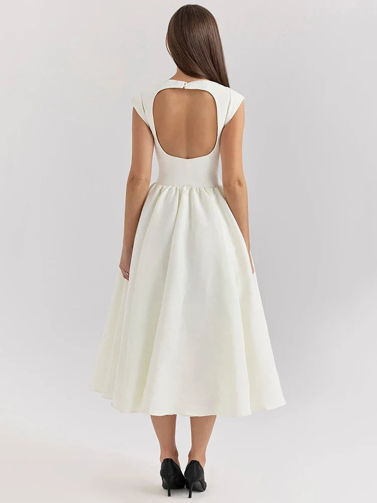 A-Line Midi Dress with Open Back - Rona Lee