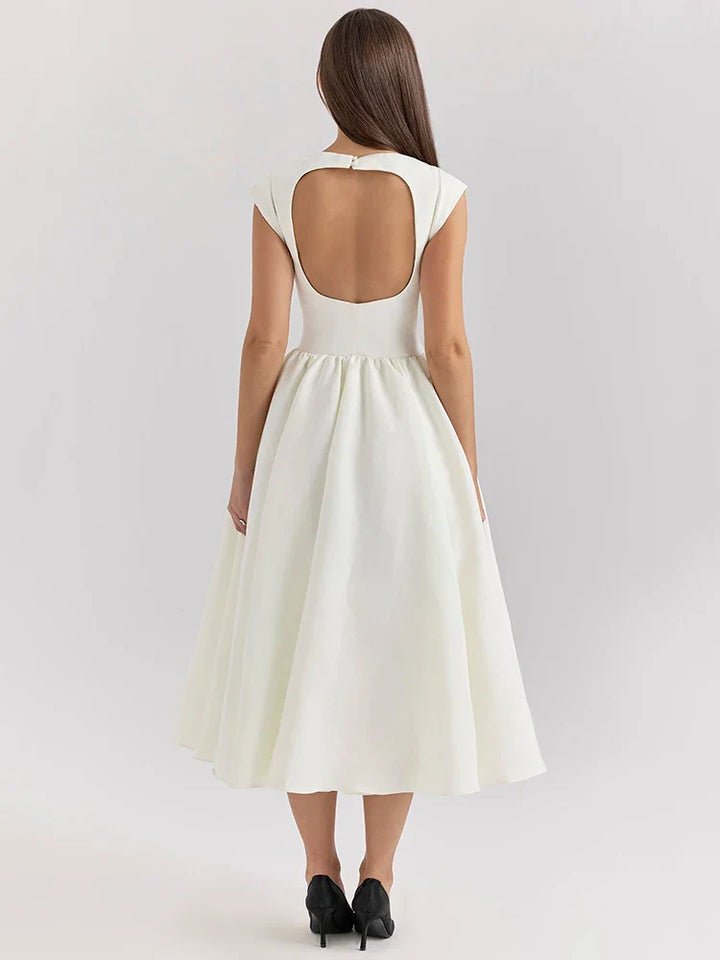 A-Line Midi Dress with Open Back - Rona Lee
