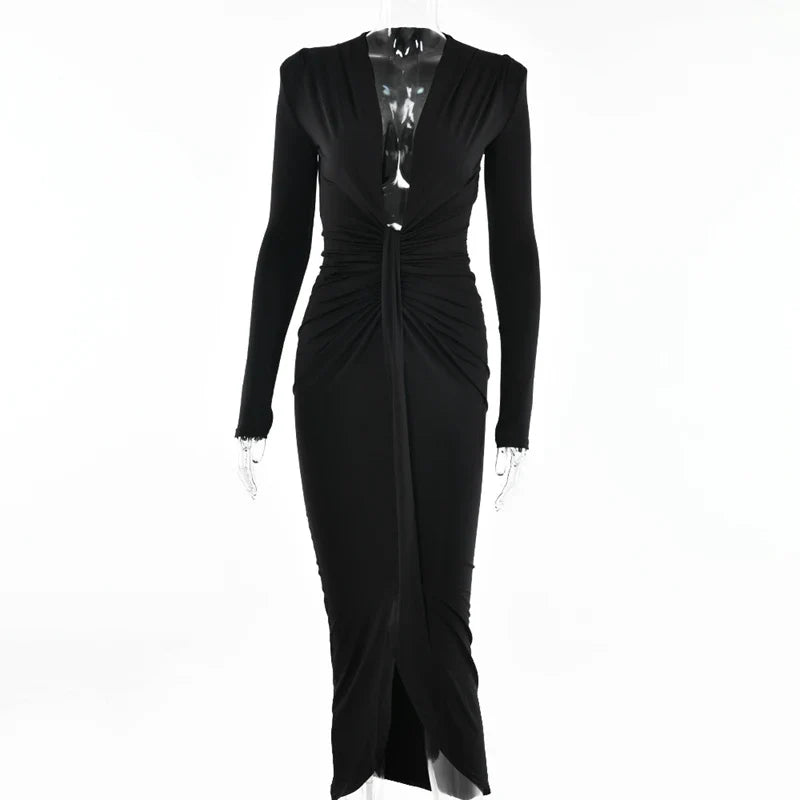 Shaping and flattering maxi dress with ruching design - Mi Ran