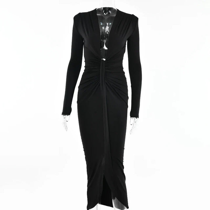 Shaping and flattering maxi dress with ruching design - Mi Ran