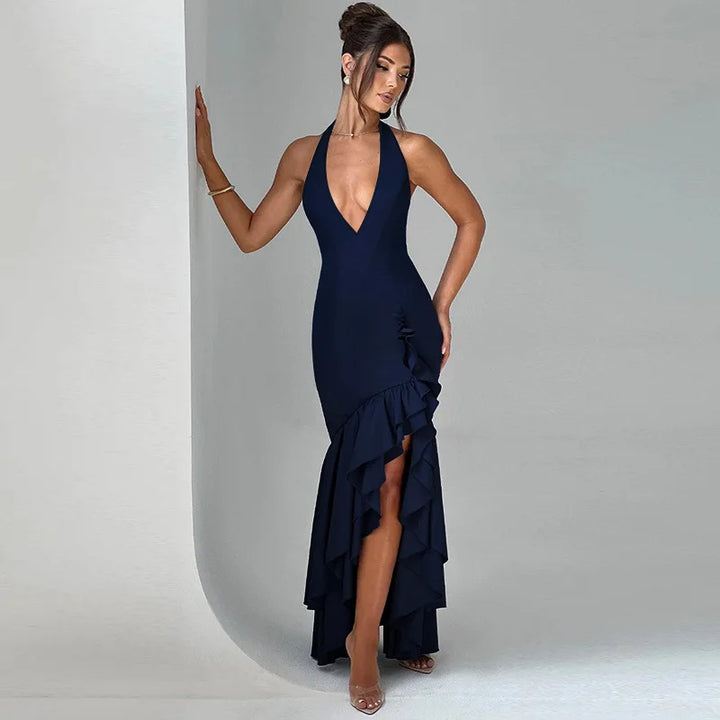 Maxi Dress with Ruffle and Open Back - Rosalina