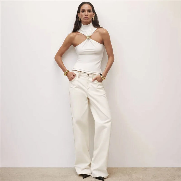 Golf-style tank top with buckle decoration - Moya