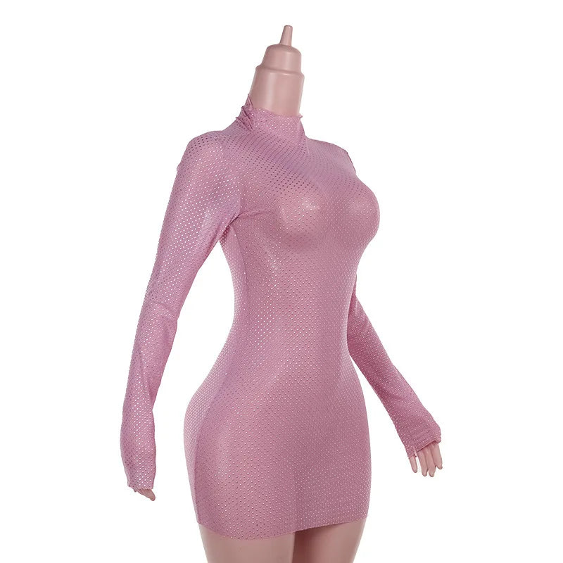 Bodycon Mini Dress with Sparkling Sequin Tassels in Golf Cut - Cardi