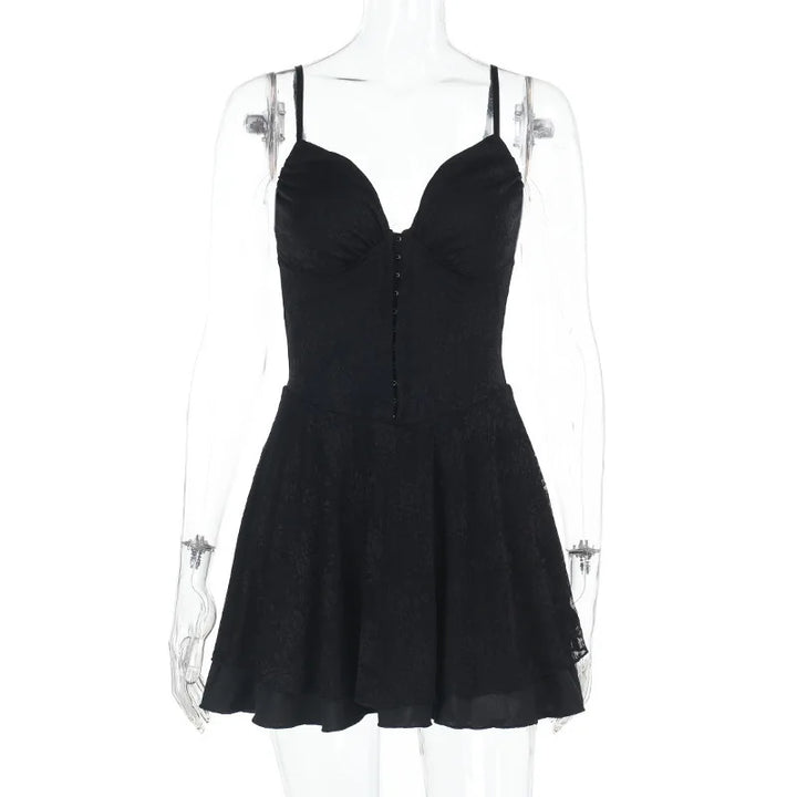 A-Line Lace Mini Dress with Pin Closure - Saanvi