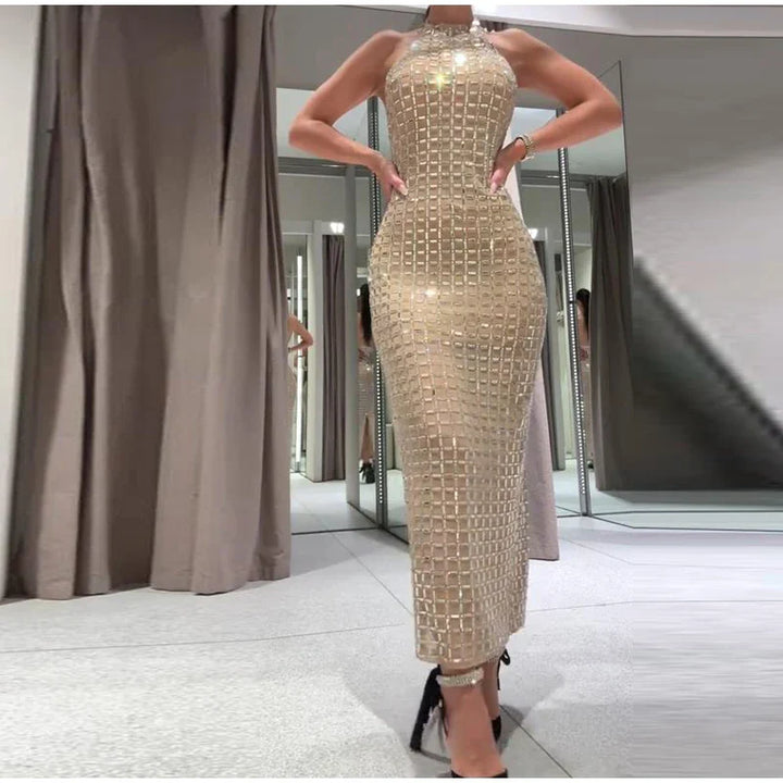 Strapless top / mini skirt / maxi dress / maxi dress with sparkling sequins design