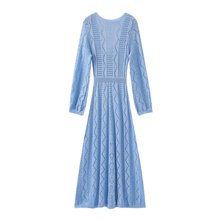 Knitted Maxi Beach Dress with Flower Decoration - Beatrice