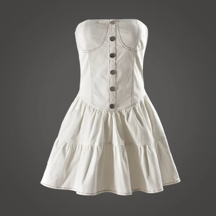Strapless ruffled denim mini dress - Shirael