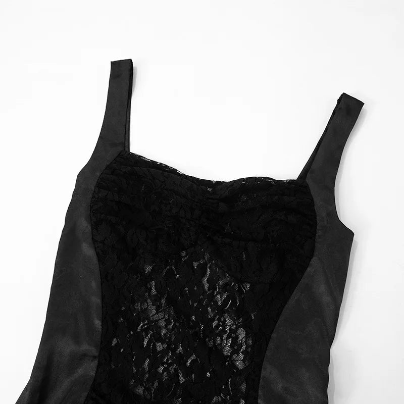 Satin Mini Dress with Lace Decoration and Ruched Design - Leona