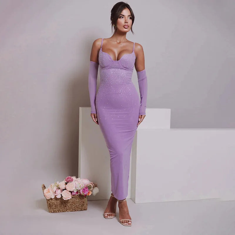 Fitted midi dress with shaping fabric, glitter sequin detail, and cap sleeves - Bridget