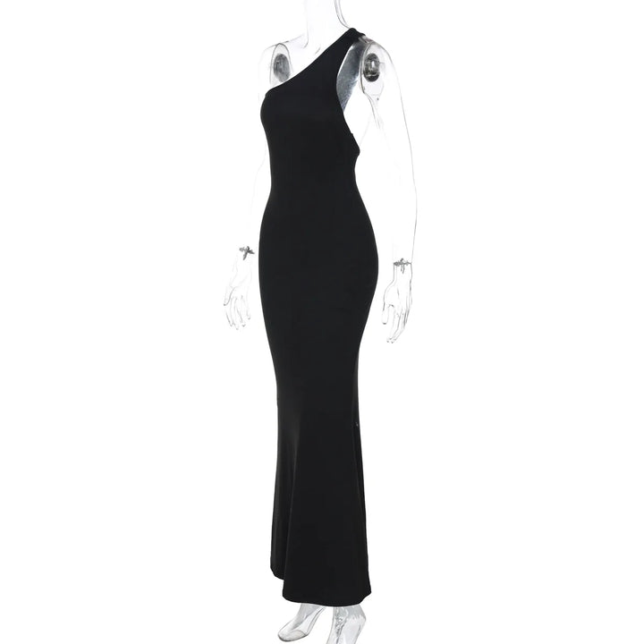 Elegant one-shoulder maxi dress with open back - Alexis