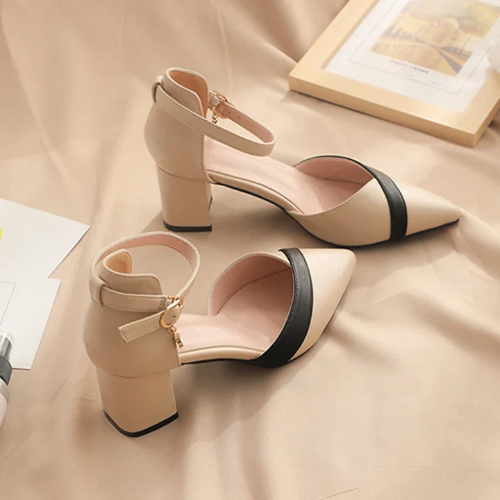 Faux Leather High Heels with Buckle Closure - Aryeh