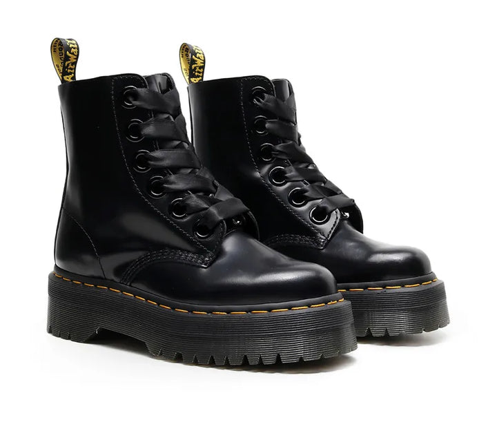 Leather boots with satin laces - Winnie