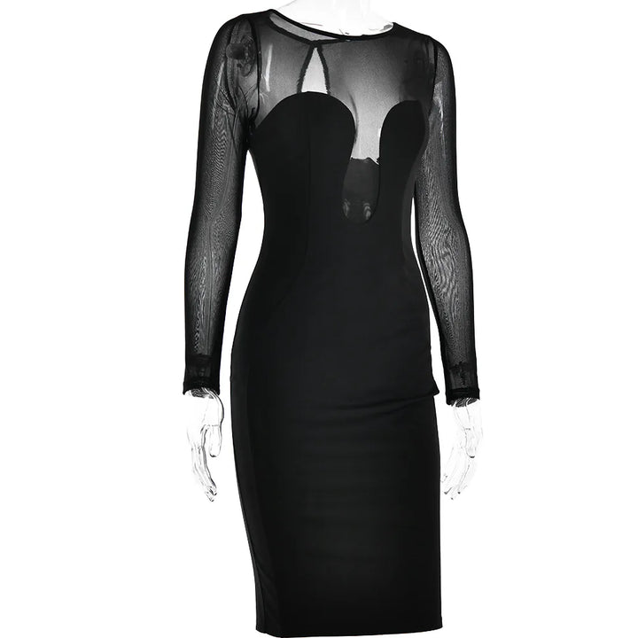 Midi Dress with Chiffon Detail - Tanir