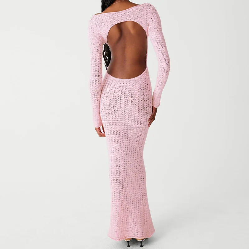 Knitted Maxi Dress with Open Back - Elena