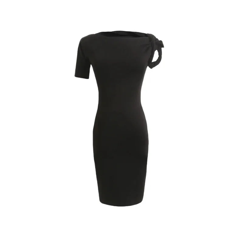 Fitted Mini Dress with Rolled Sleeve Design - KIKI