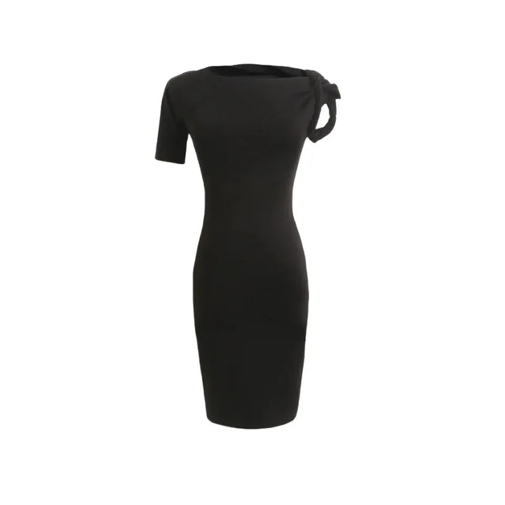 Fitted Mini Dress with Rolled Sleeve Design - KIKI