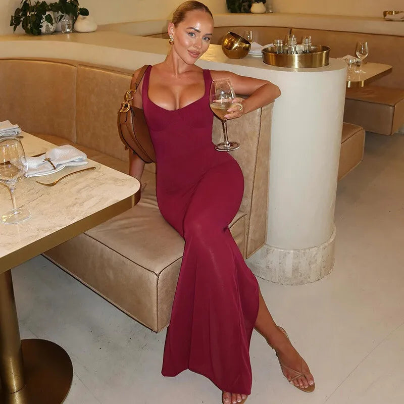 Maxi dress with bodysuit and chiffon design - Kai