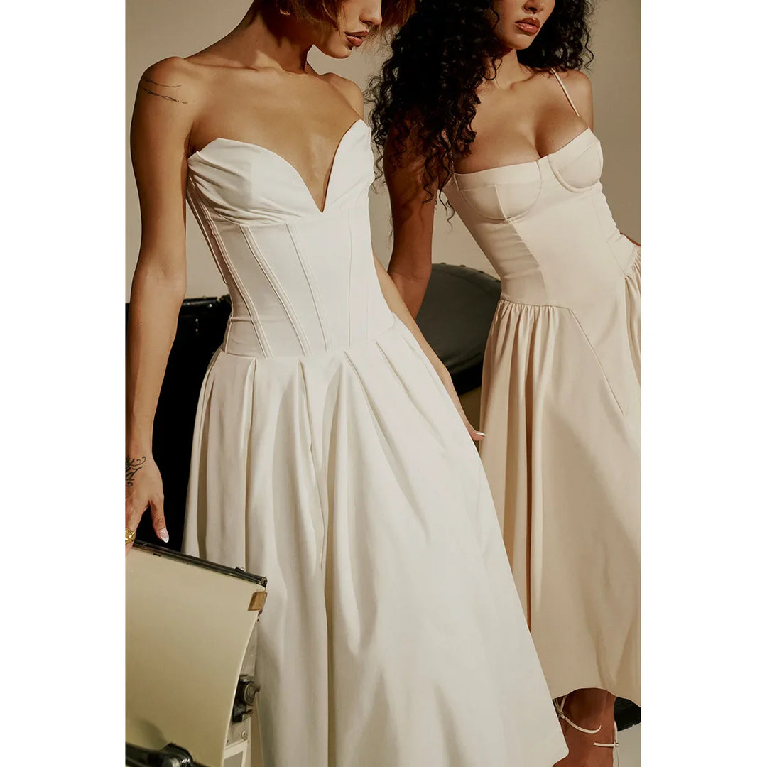 Strapless Midi Dress with Pockets - Fanny