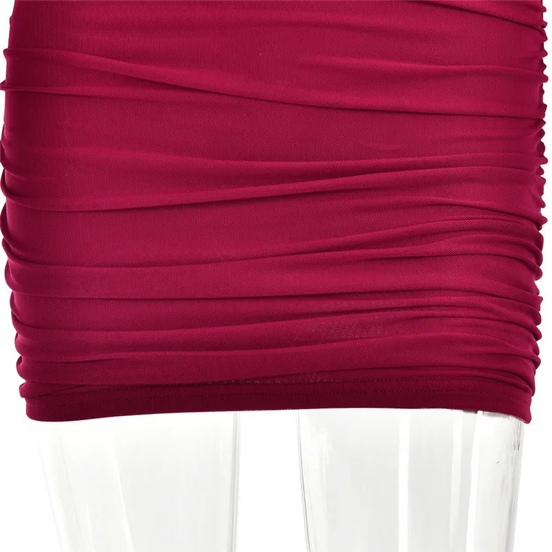 Fitted ruched mini dress with mesh design - Eddie