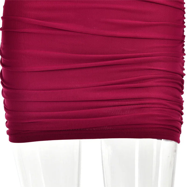 Fitted ruched mini dress with mesh design - Eddie