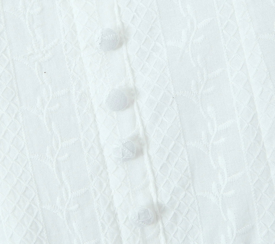 Mini Dress with Embroidery and Button Detail - Shaked
