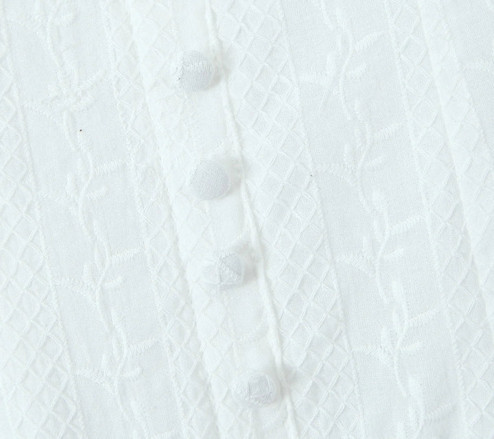 Mini Dress with Embroidery and Button Detail - Shaked