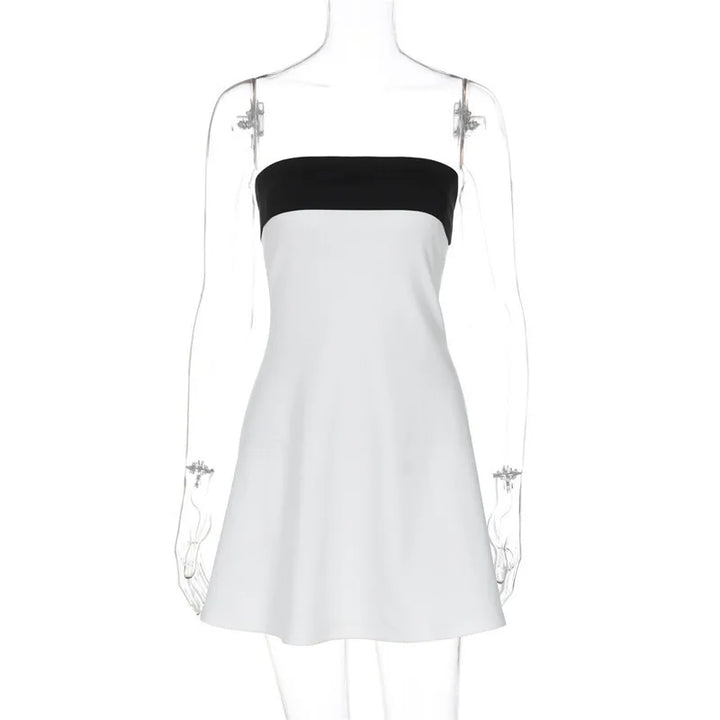 Monochrome Strapless Mini Dress - Kai