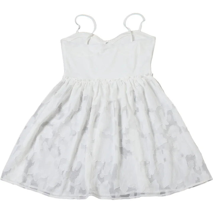 A-Line Mini Dress with Spaghetti Straps and Leaf and Flower Embroidery - Shila