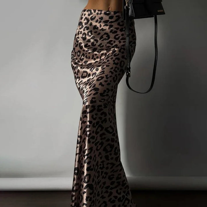 Leopard print satin maxi skirt - TAY