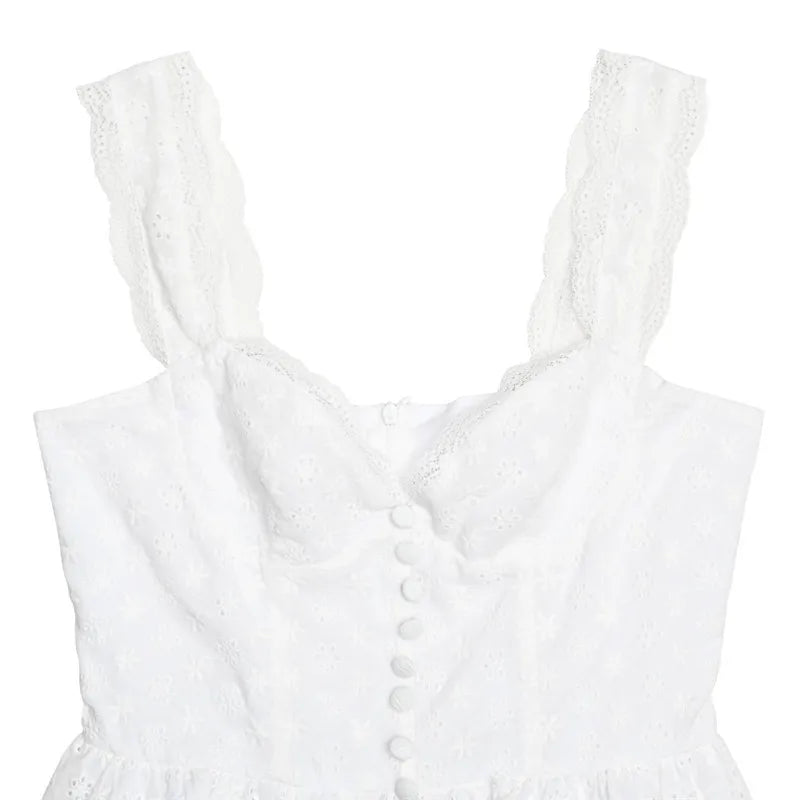 Country-style A-line mini dress with floral embroidery - Amanda