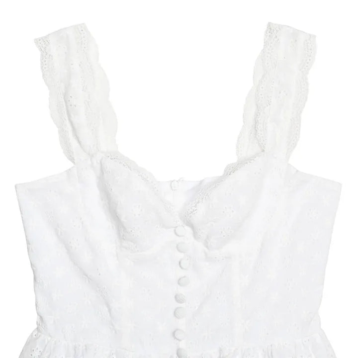 Country-style A-line mini dress with floral embroidery - Amanda