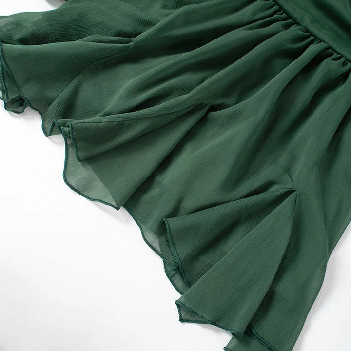 Mini Dress with Ruffle and Open Sleeves - Hallel