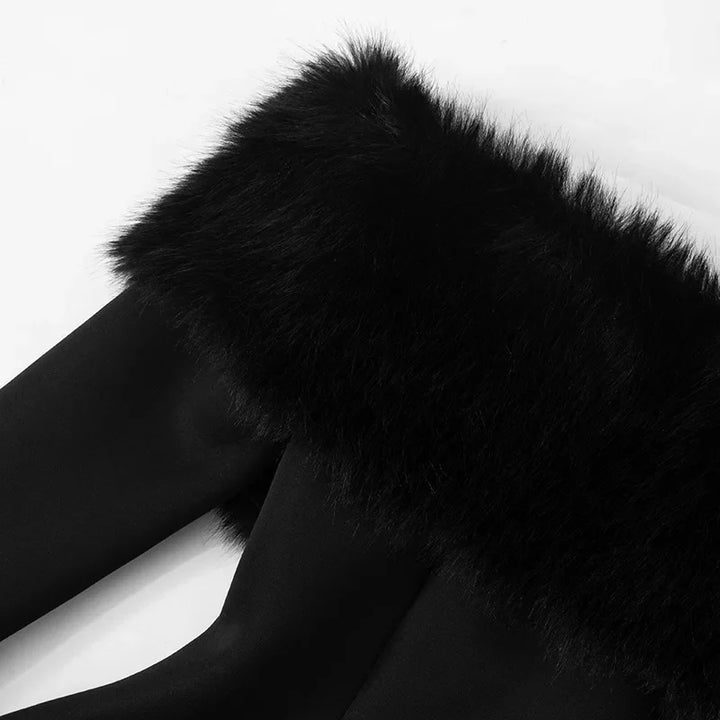 Off-shoulder A-line mini dress with feather fur detail - Ira